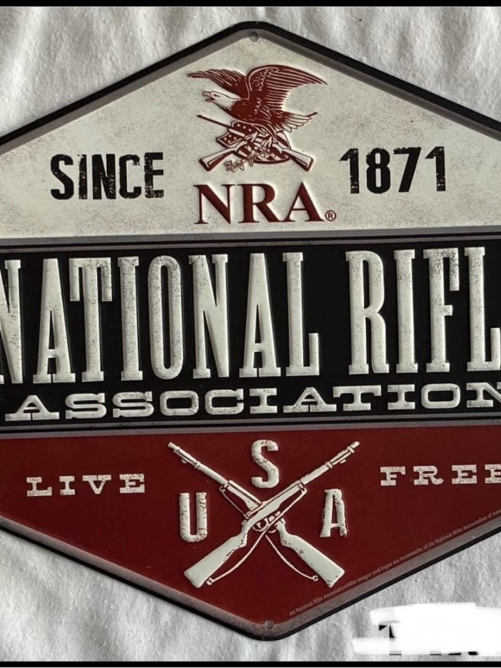 Open Road Brands NRA National Rifle Association Red Black White Metal Wall Sign